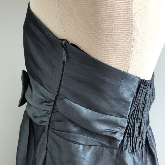 PILGRIM Strapless Metallic Mini Dress Cocktail Party Blue/Grey Bow - Picture 9 of 13